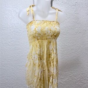 Yellow Floral Tie-Strap Dress